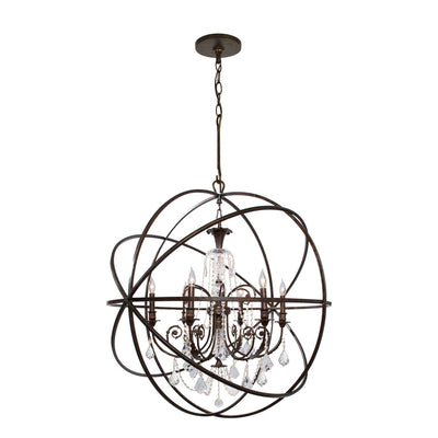 Solaris 6 Light Spectra Crystal English Bronze Sphere Chandelier Chandelier Crystorama