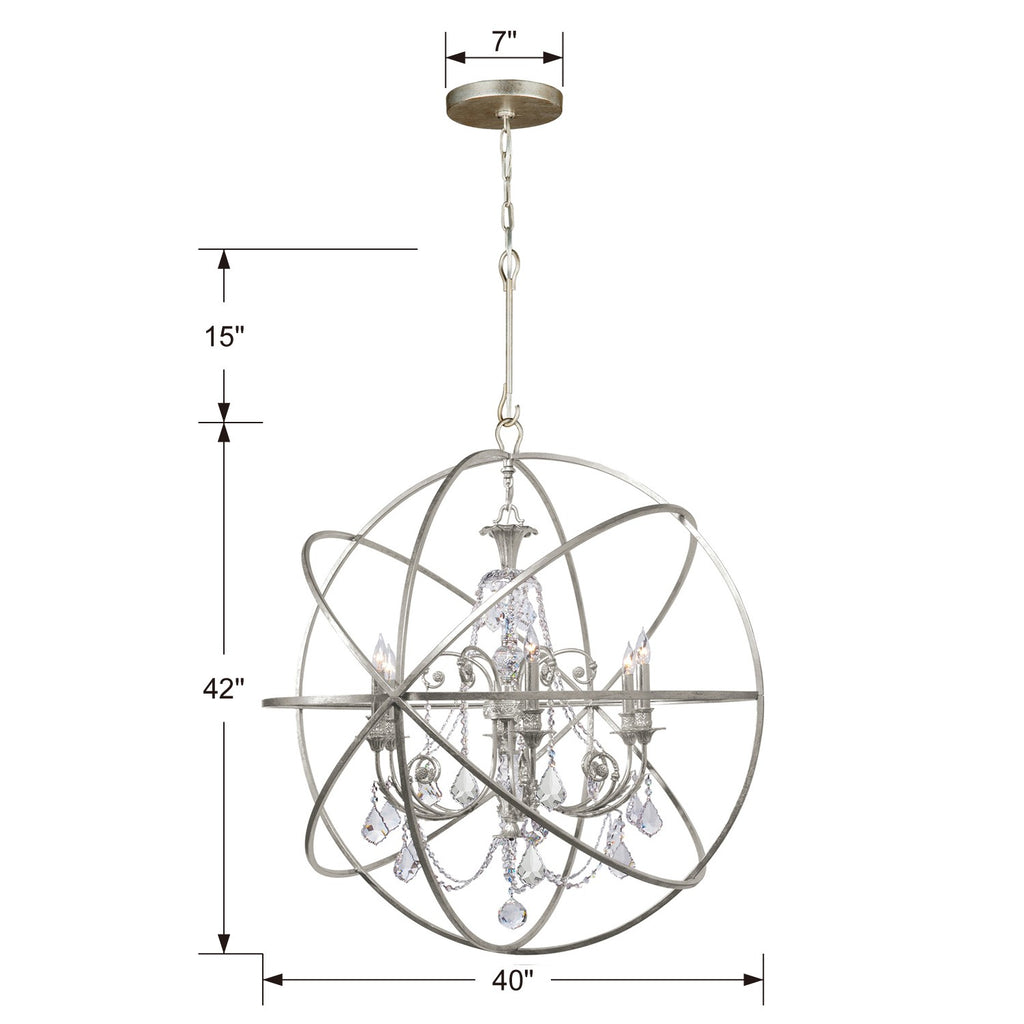 Solaris 6 Light Olde Silver Chandelier Chandelier Crystorama