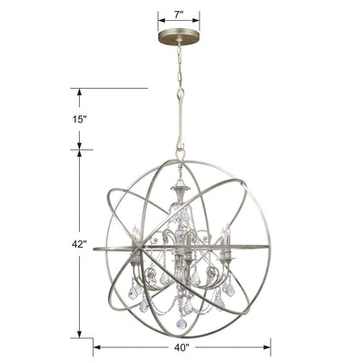 Solaris 6 Light Spectra Crystal Olde Silver Sphere Chandelier Chandelier Crystorama