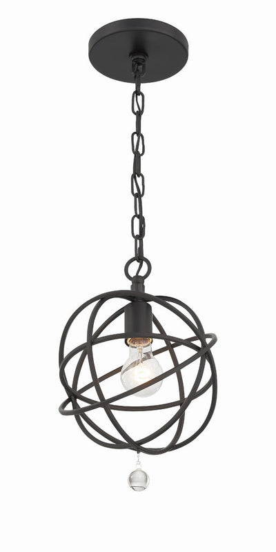 Solaris 1 Light Black Mini Pendant Pendant Crystorama