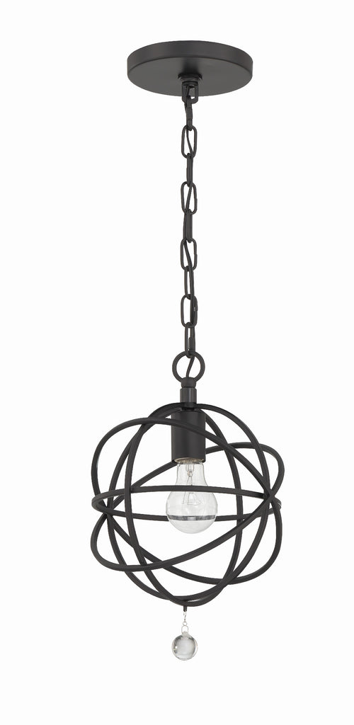 Solaris 1 Light Black Mini Pendant Pendant Crystorama