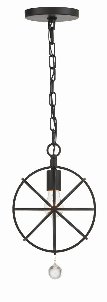 Solaris 1 Light Black Mini Pendant Pendant Crystorama