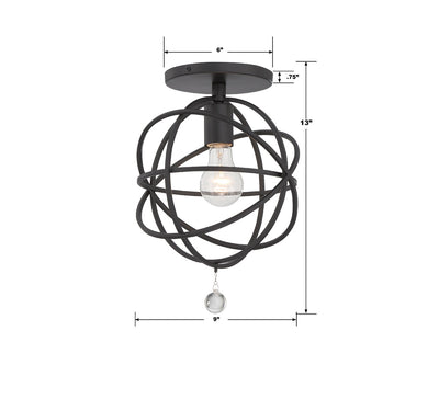 Solaris 1 Light Black Semi Flush Mount Semi Flush Crystorama