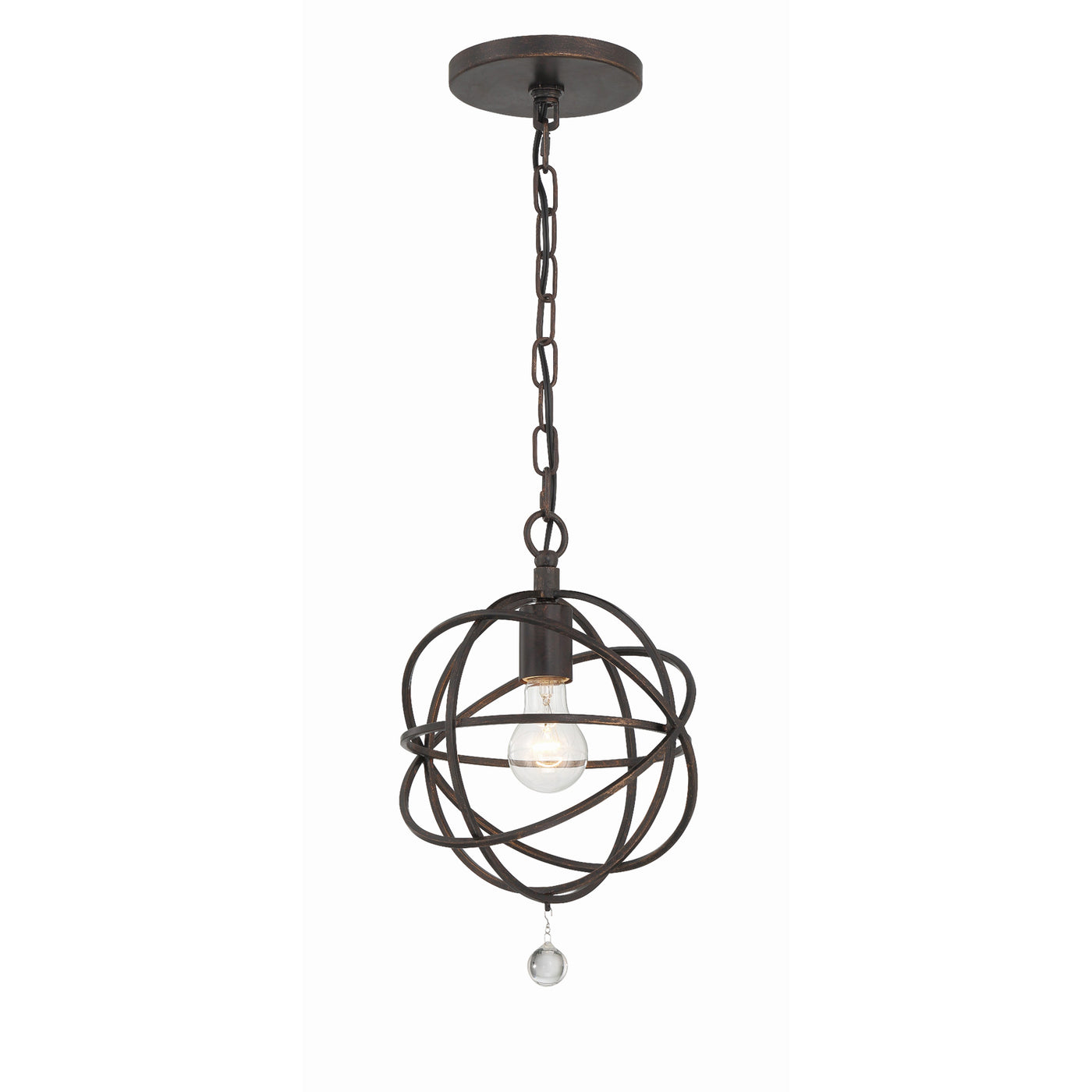 Solaris 1 Light English Bronze Mini Pendant Pendant Crystorama