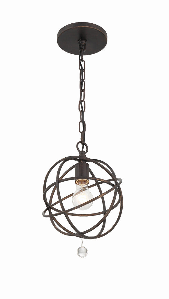 Solaris 1 Light English Bronze Mini Pendant Pendant Crystorama