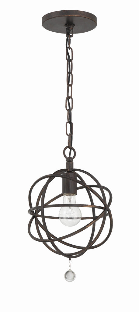 Solaris 1 Light English Bronze Mini Pendant Pendant Crystorama