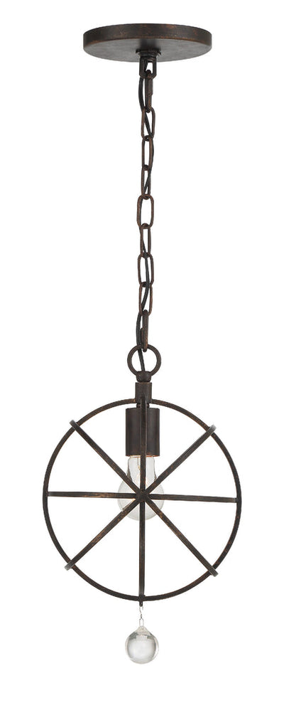 Solaris 1 Light English Bronze Mini Pendant Pendant Crystorama