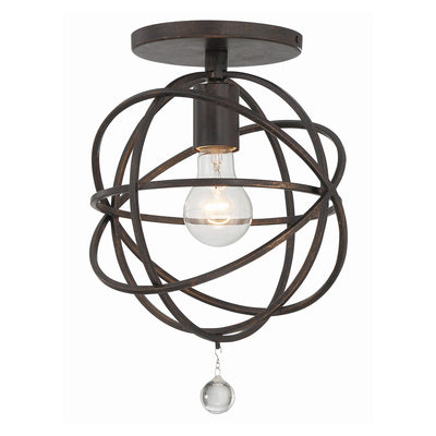 Solaris 1 Light English Bronze Semi Flush Mount Semi Flush Crystorama