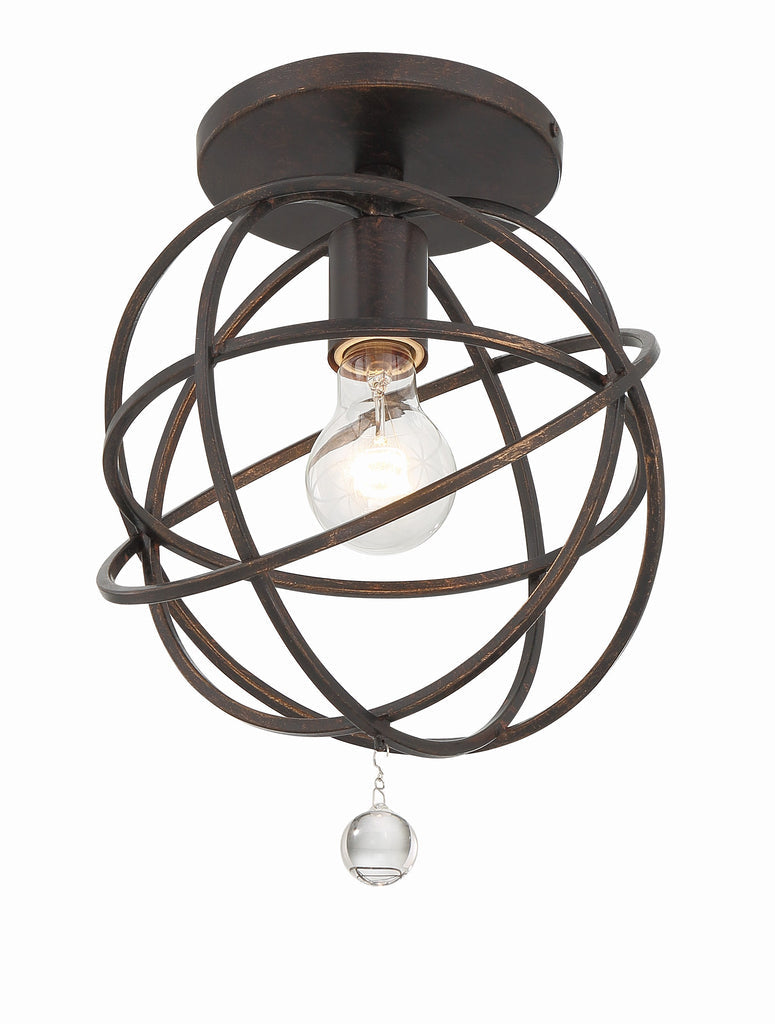 Solaris 1 Light English Bronze Semi Flush Mount Semi Flush Crystorama