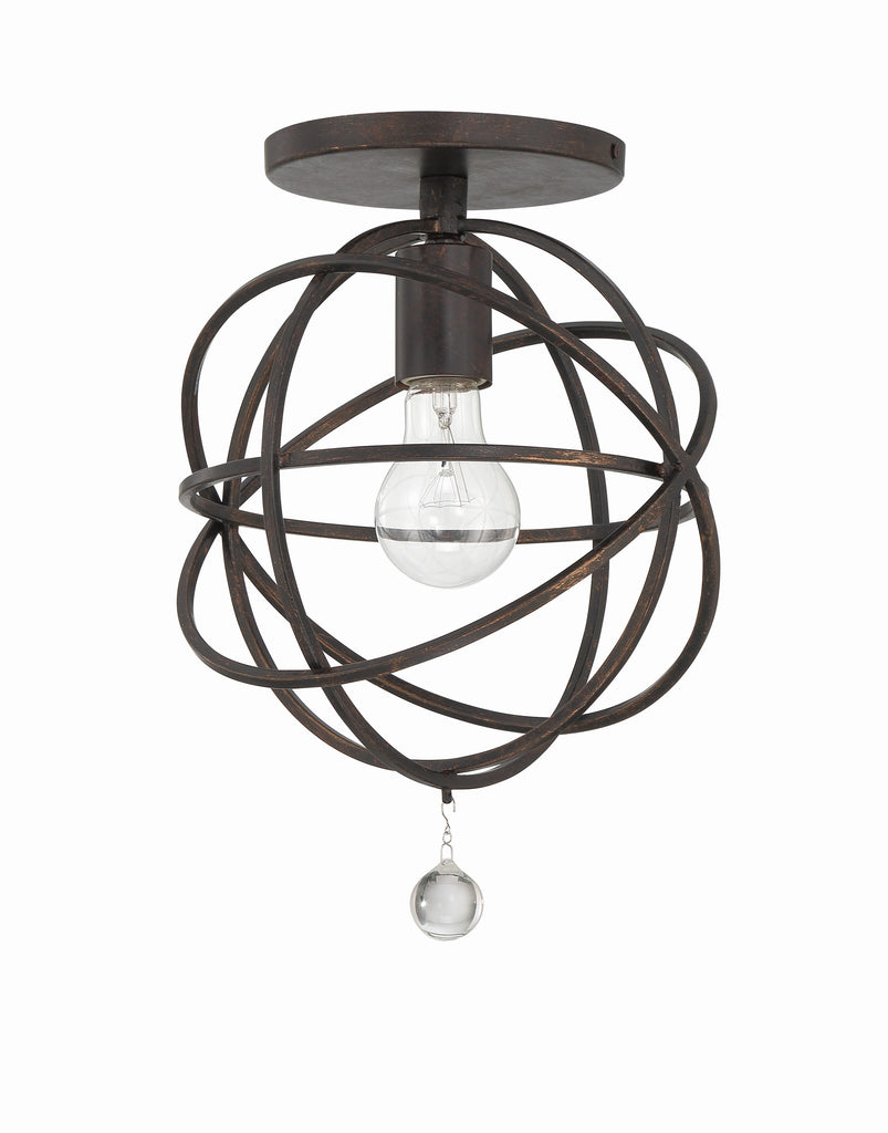 Solaris 1 Light English Bronze Semi Flush Mount Semi Flush Crystorama