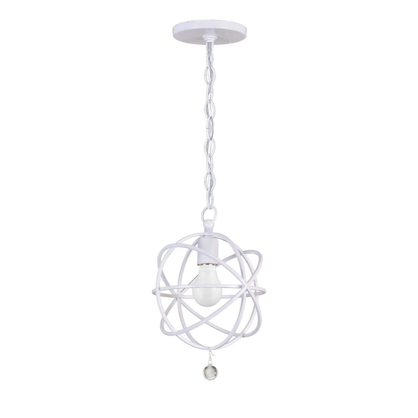 Solaris 1 Light Wet White Mini Pendant Pendant Crystorama