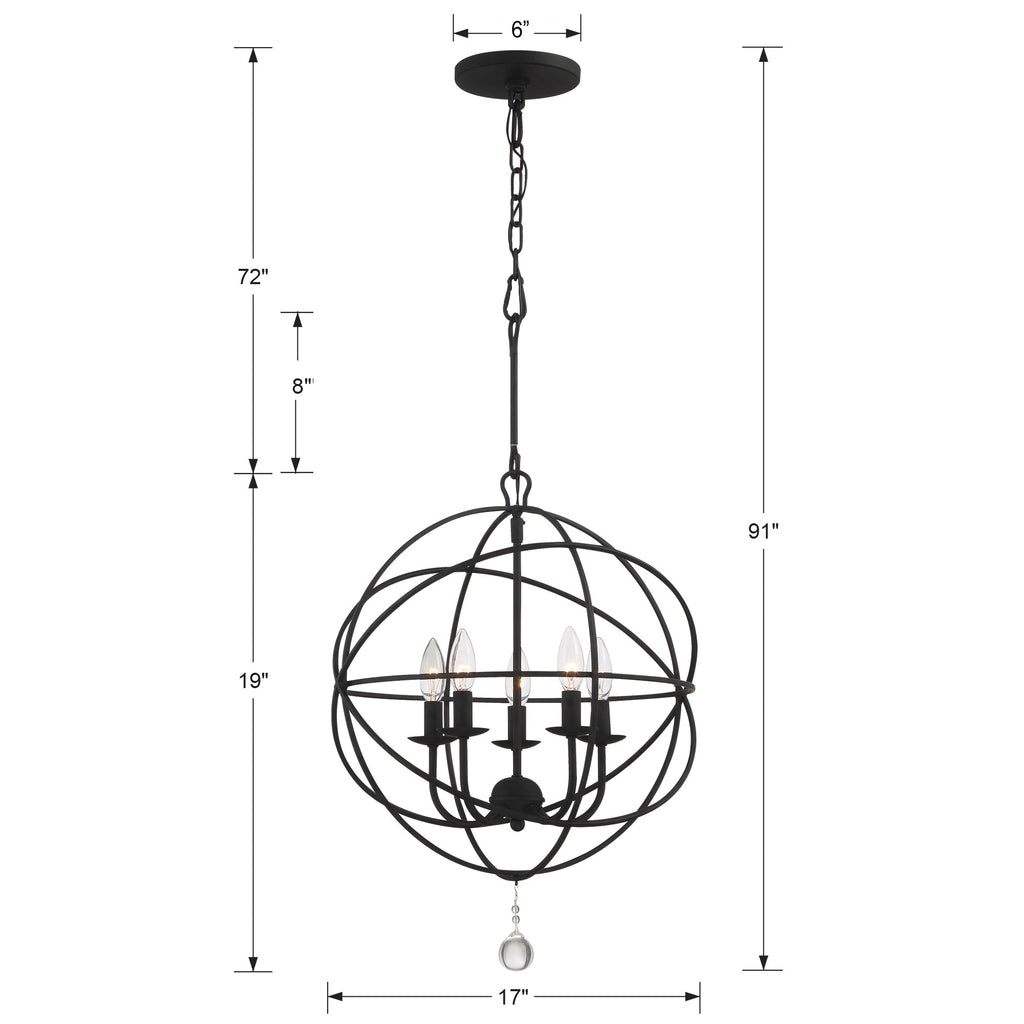 Solaris 5 Light Black Mini Chandelier Chandelier Crystorama