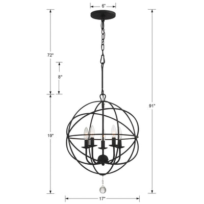 Solaris 5 Light Black Mini Chandelier Chandelier Crystorama