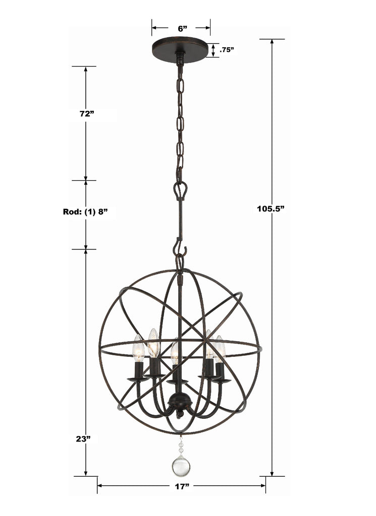 Solaris 5 Light English Bronze Mini Chandelier Chandelier Crystorama