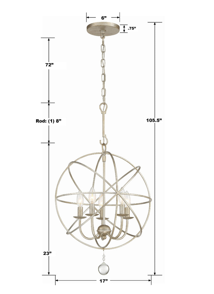 Solaris 5 Light Olde Silver Mini Chandelier Chandelier Crystorama