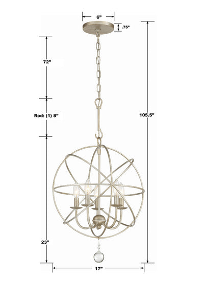 Solaris 5 Light Olde Silver Mini Chandelier Chandelier Crystorama