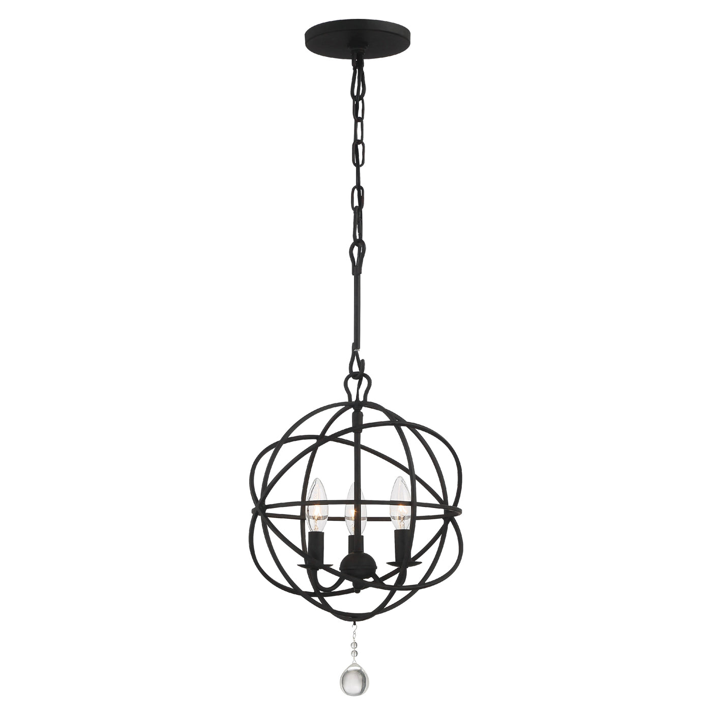 Solaris 3 Light Black Mini Chandelier Chandelier Crystorama