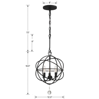 Solaris 3 Light Black Mini Chandelier Chandelier Crystorama