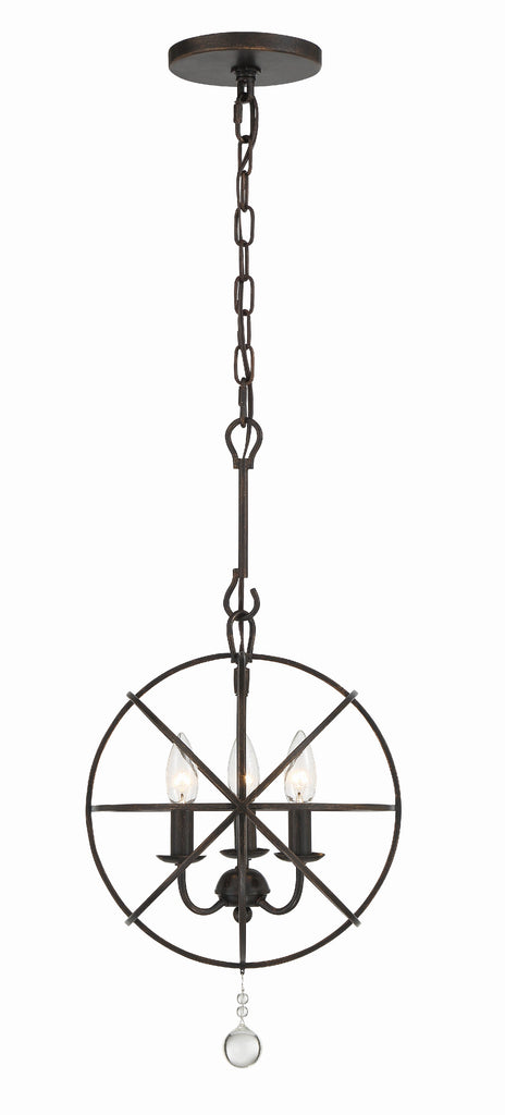 Solaris 3 Light English Bronze Mini Chandelier Chandelier Crystorama