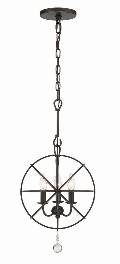 Solaris 3 Light English Bronze Mini Chandelier Chandelier Crystorama