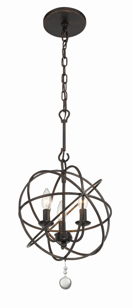 Solaris 3 Light English Bronze Mini Chandelier Chandelier Crystorama