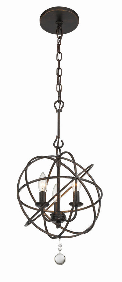 Solaris 3 Light English Bronze Mini Chandelier Chandelier Crystorama