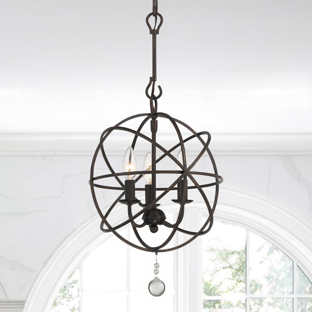 Solaris 3 Light English Bronze Mini Chandelier Chandelier Crystorama