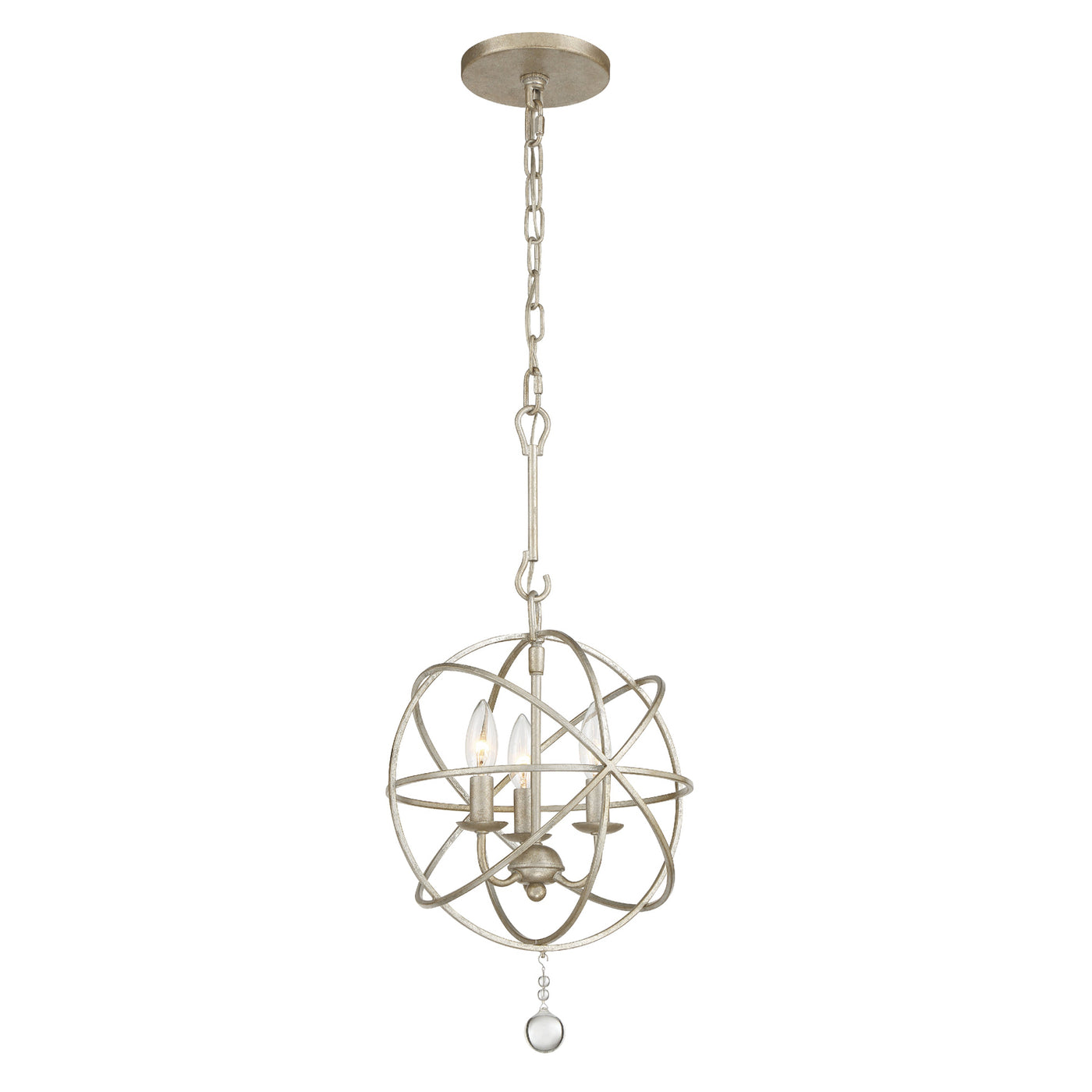 Solaris 3 Light Olde Silver Mini Chandelier Chandelier Crystorama