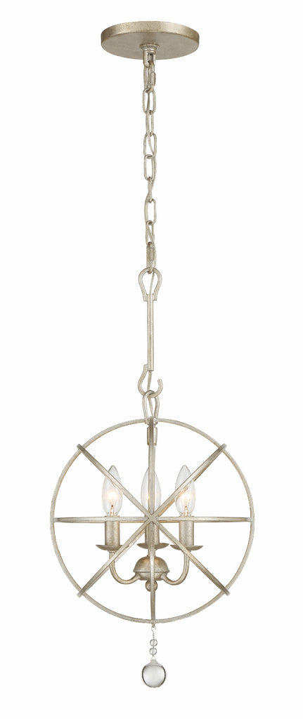 Solaris 3 Light Olde Silver Mini Chandelier Chandelier Crystorama