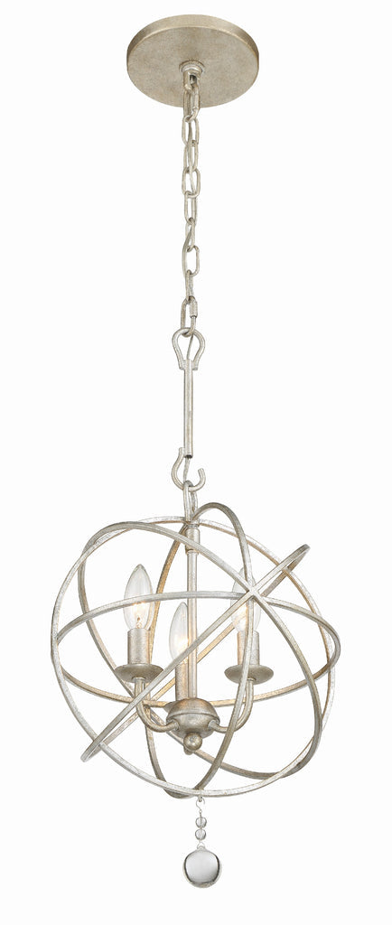 Solaris 3 Light Olde Silver Mini Chandelier Chandelier Crystorama