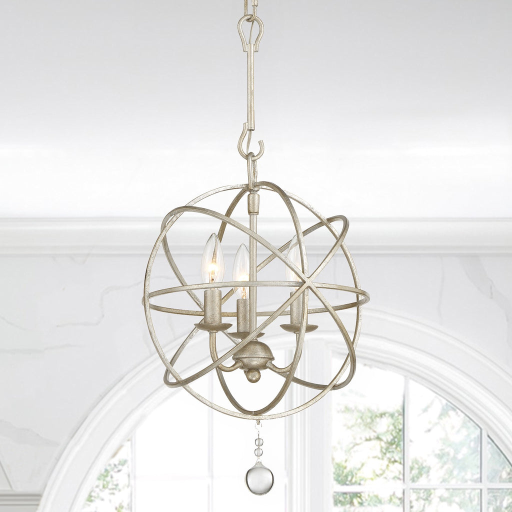 Solaris 3 Light Olde Silver Mini Chandelier Chandelier Crystorama