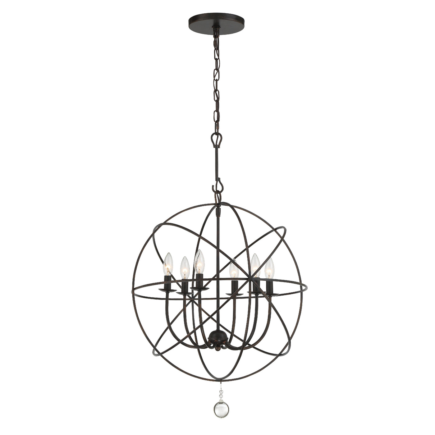 Solaris 6 Light English Bronze Sphere Chandelier Chandelier Crystorama