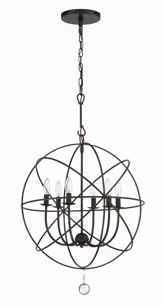 Solaris 6 Light English Bronze Sphere Chandelier Chandelier Crystorama