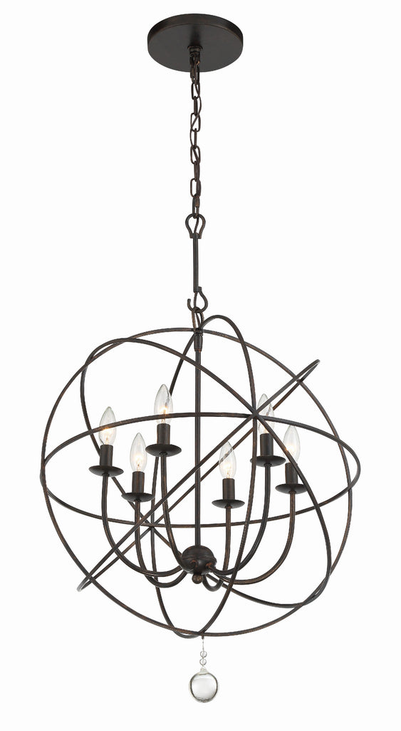 Solaris 6 Light English Bronze Sphere Chandelier Chandelier Crystorama