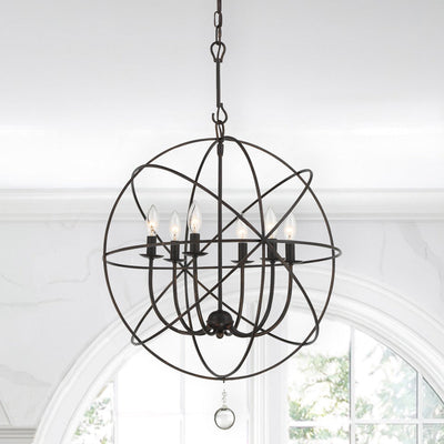 Solaris 6 Light English Bronze Sphere Chandelier Chandelier Crystorama