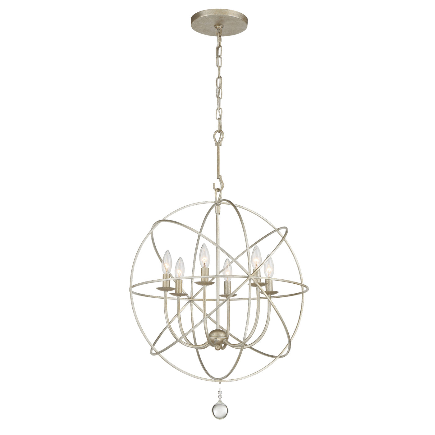 Solaris 6 Light Olde Silver Sphere Chandelier Chandelier Crystorama