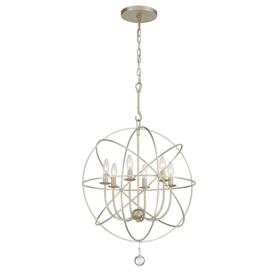 Solaris 6 Light Olde Silver Sphere Chandelier Chandelier Crystorama