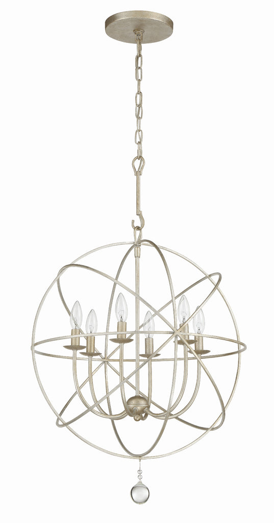 Solaris 6 Light Olde Silver Sphere Chandelier Chandelier Crystorama