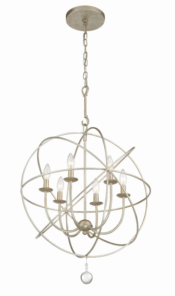 Solaris 6 Light Olde Silver Sphere Chandelier Chandelier Crystorama