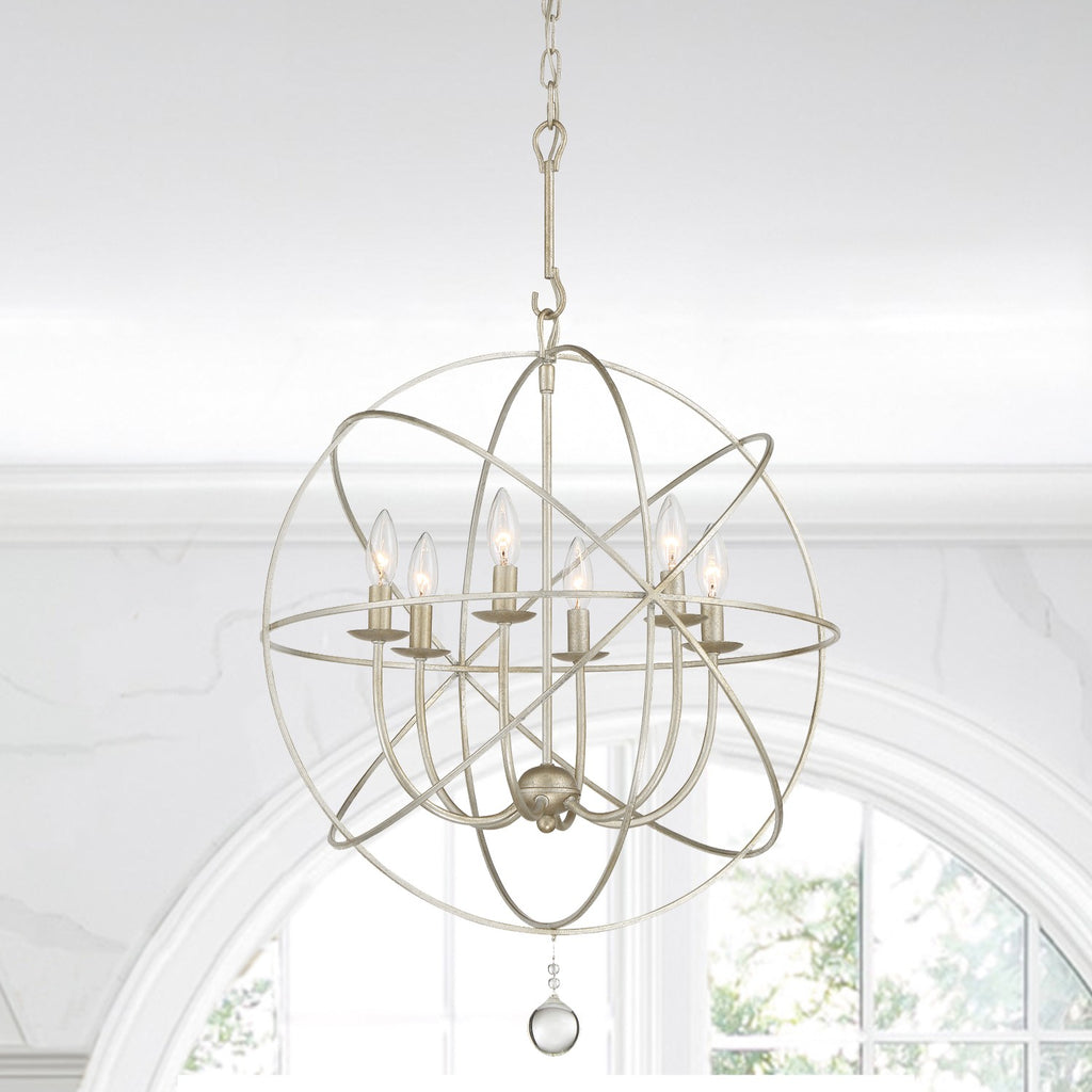 Solaris 6 Light Olde Silver Sphere Chandelier Chandelier Crystorama