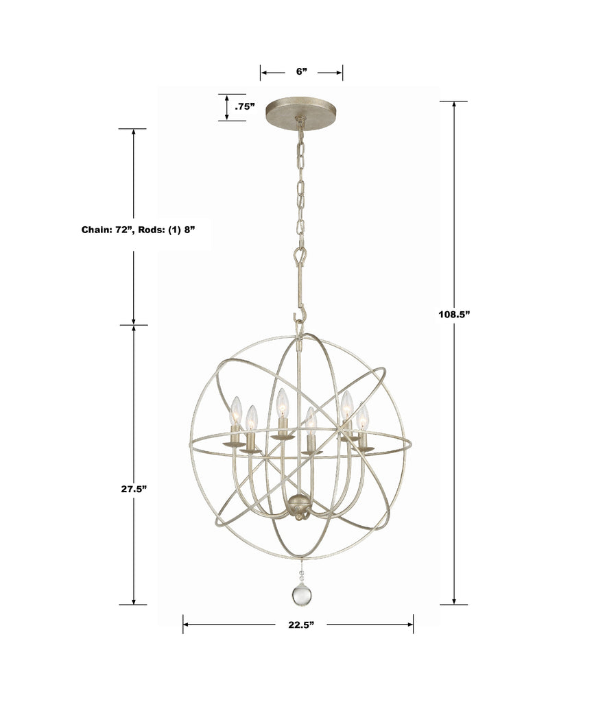 Solaris 6 Light Olde Silver Sphere Chandelier Chandelier Crystorama