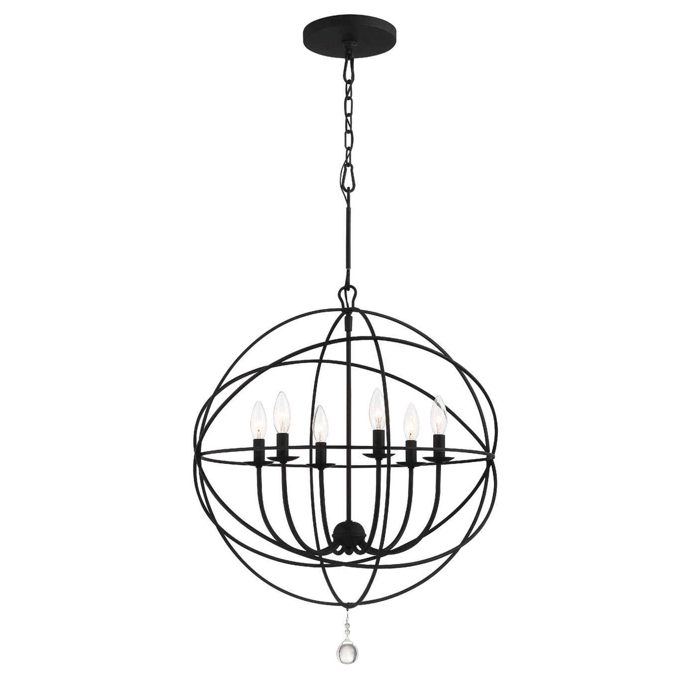 Solaris 6 Light Black Sphere Chandelier Chandelier Crystorama