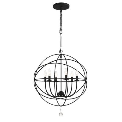 Solaris 6 Light Black Sphere Chandelier Chandelier Crystorama