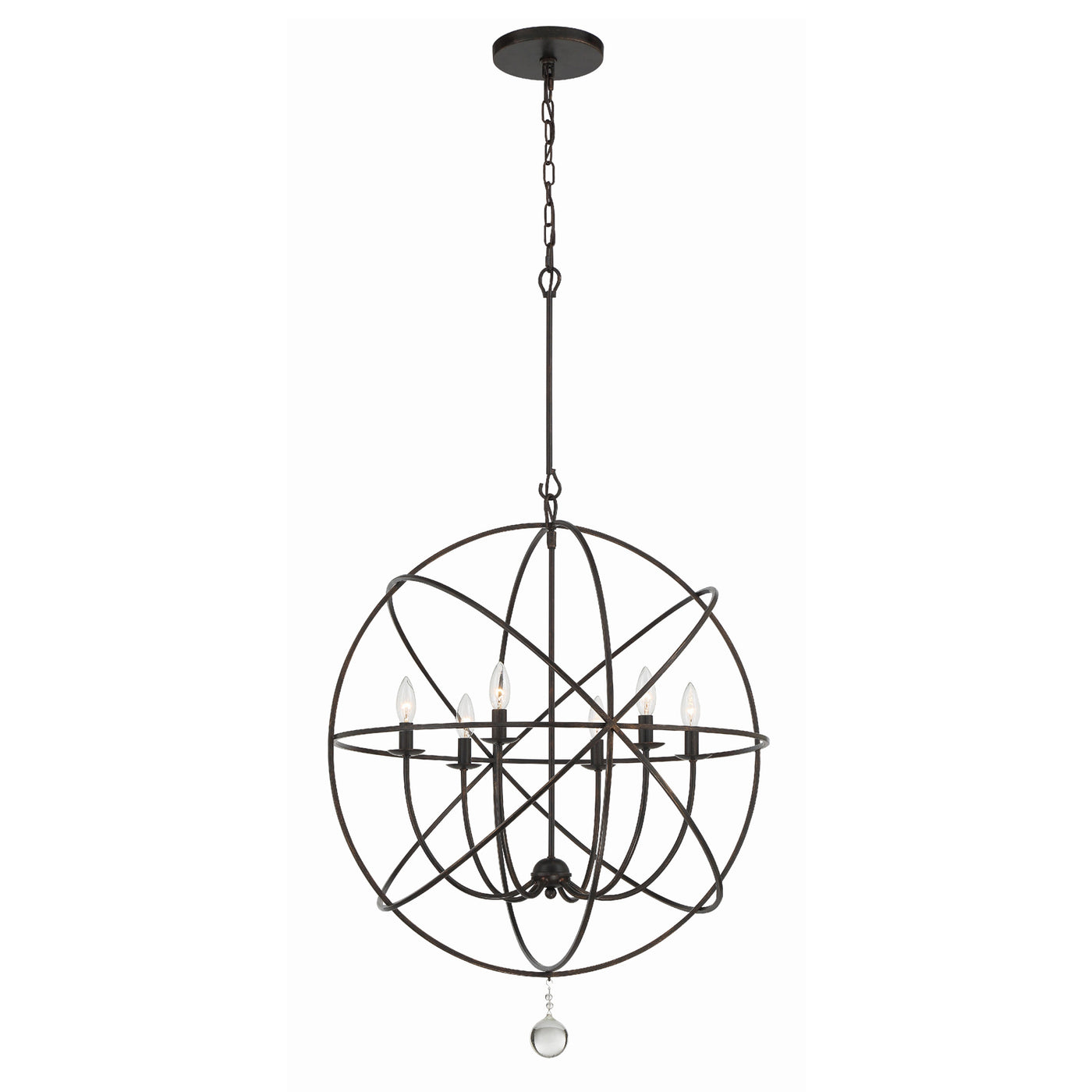 Solaris 6 Light English Bronze Sphere Chandelier Chandelier Crystorama