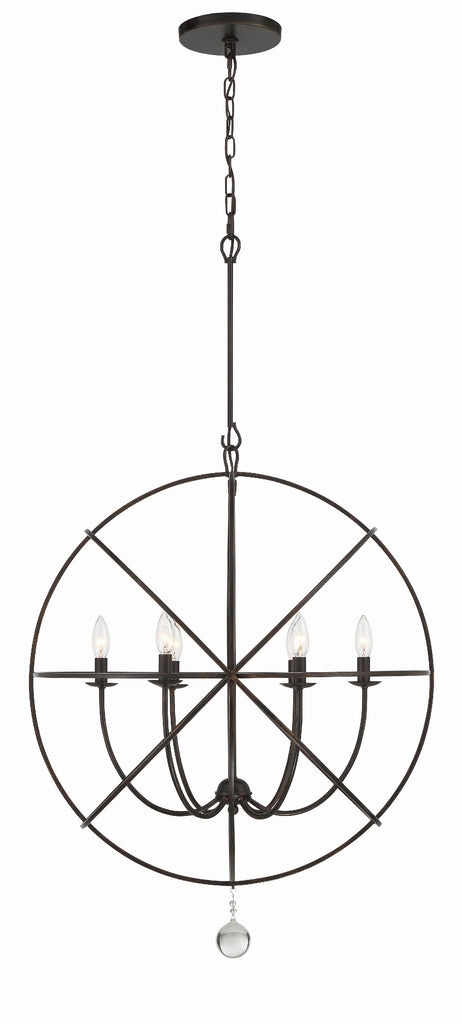 Solaris 6 Light English Bronze Sphere Chandelier Chandelier Crystorama