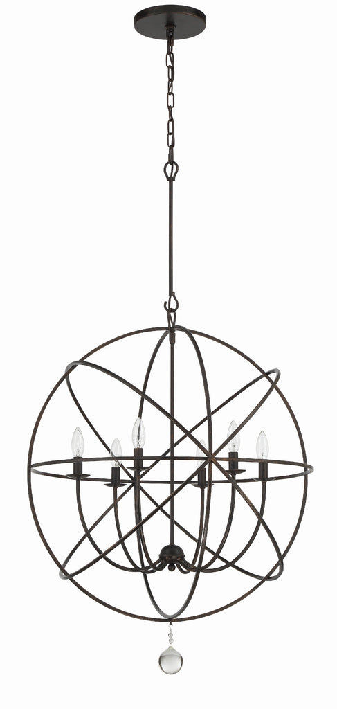 Solaris 6 Light English Bronze Sphere Chandelier Chandelier Crystorama