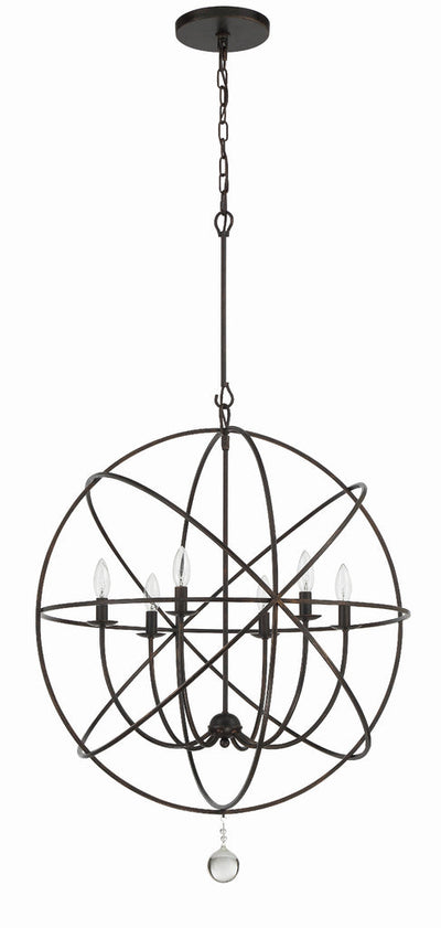 Solaris 6 Light English Bronze Sphere Chandelier Chandelier Crystorama