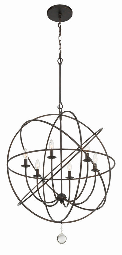 Solaris 6 Light English Bronze Sphere Chandelier Chandelier Crystorama