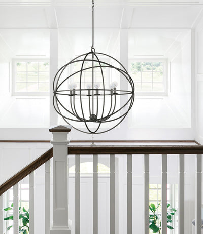 Solaris 6 Light English Bronze Sphere Chandelier Chandelier Crystorama