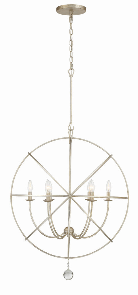 Solaris 6 Light Olde Silver Sphere Chandelier Chandelier Crystorama